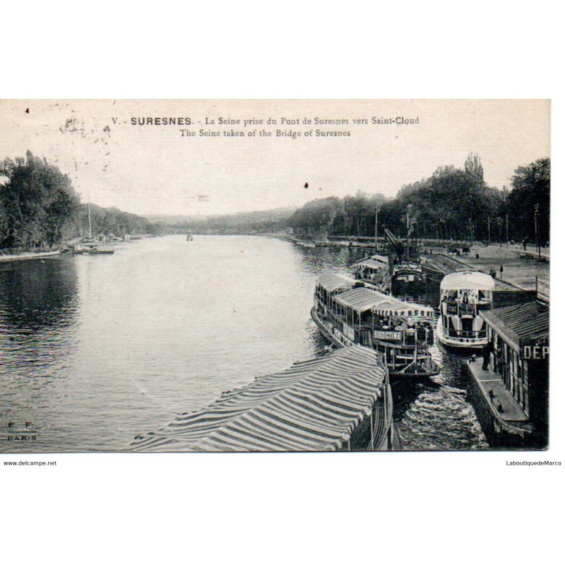 92 - Suresnes - La Seine prise du Pont de Suresnes - Dos Divisé