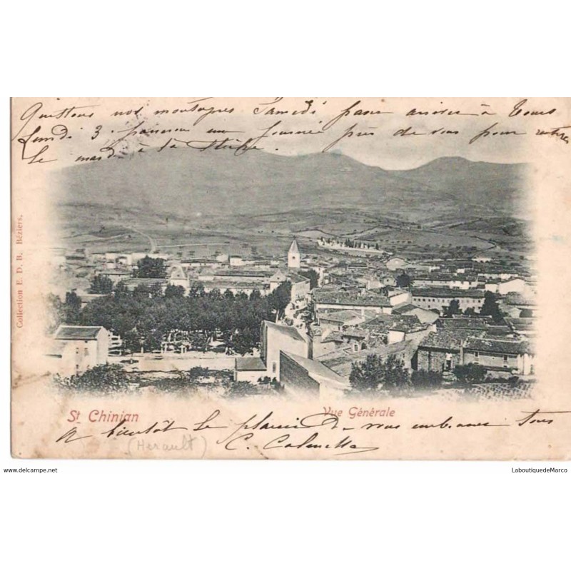 34 - St-CHINIAN (Hérault) - Vue Générale - Dos non Divisé