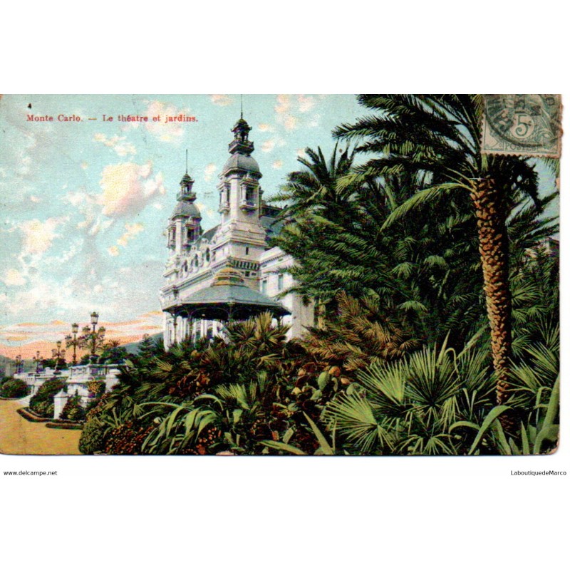 Monaco - Monte Carlo - Le Théâtre et Jardins - Dos Divisé