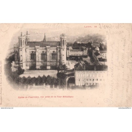 69 - Lyon - Eglise de Fourvière - Vue prise de la Tour Métallique - Dos non divisé - Vintage