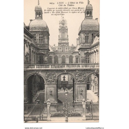 69 - Lyon - L'Hôtel de Ville - Côté du Théâtre - Dos Divisé