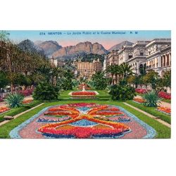 06 - Menton - Le Jardin Public et le Casino Municipal - Dos Divisé