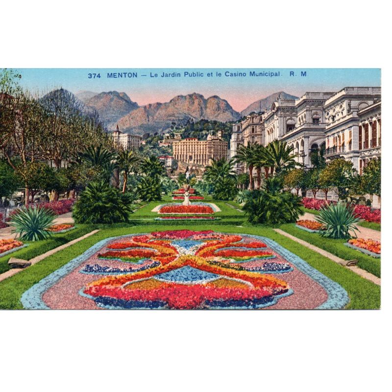 06 - Menton - Le Jardin Public et le Casino Municipal - Dos Divisé