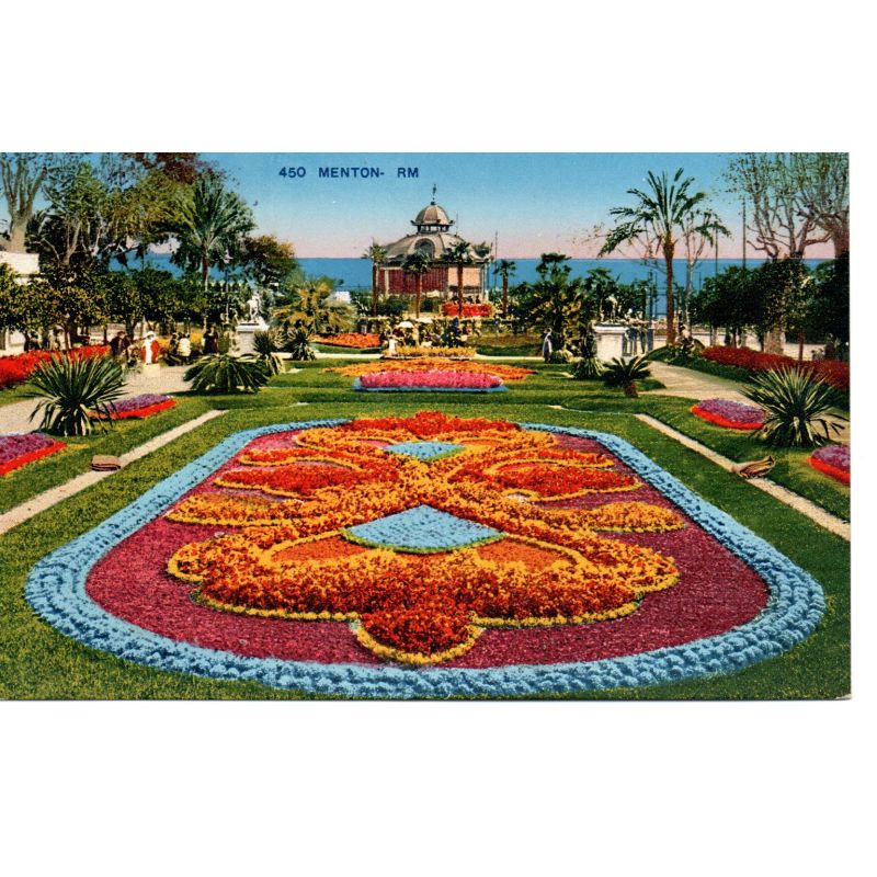 06 - Menton - Le Jardin Public et le Casino Municipal - Dos Divisé