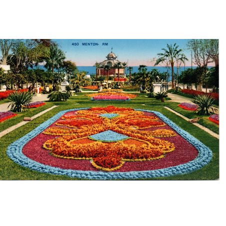 06 - Menton - Le Jardin Public et le Casino Municipal - Dos Divisé