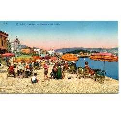 06 - Nice - La Plage , les Casinos et les Hôtels - Dos Divisé
