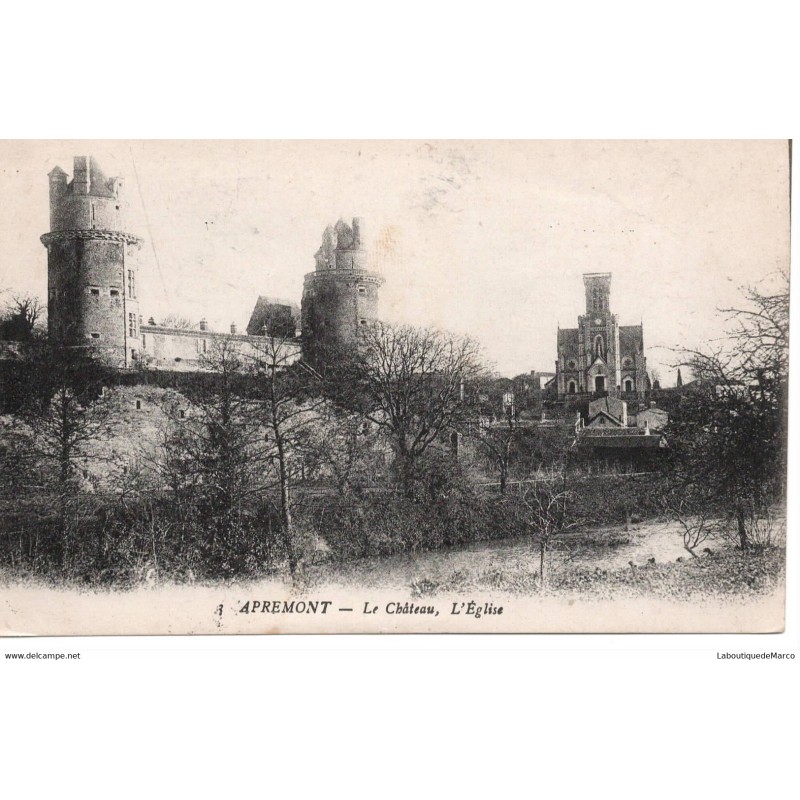 60 - Apremont - Le Château, L'Eglise - Dos Divisé