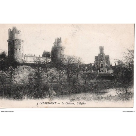 60 - Apremont - Le Château, L'Eglise - Dos Divisé