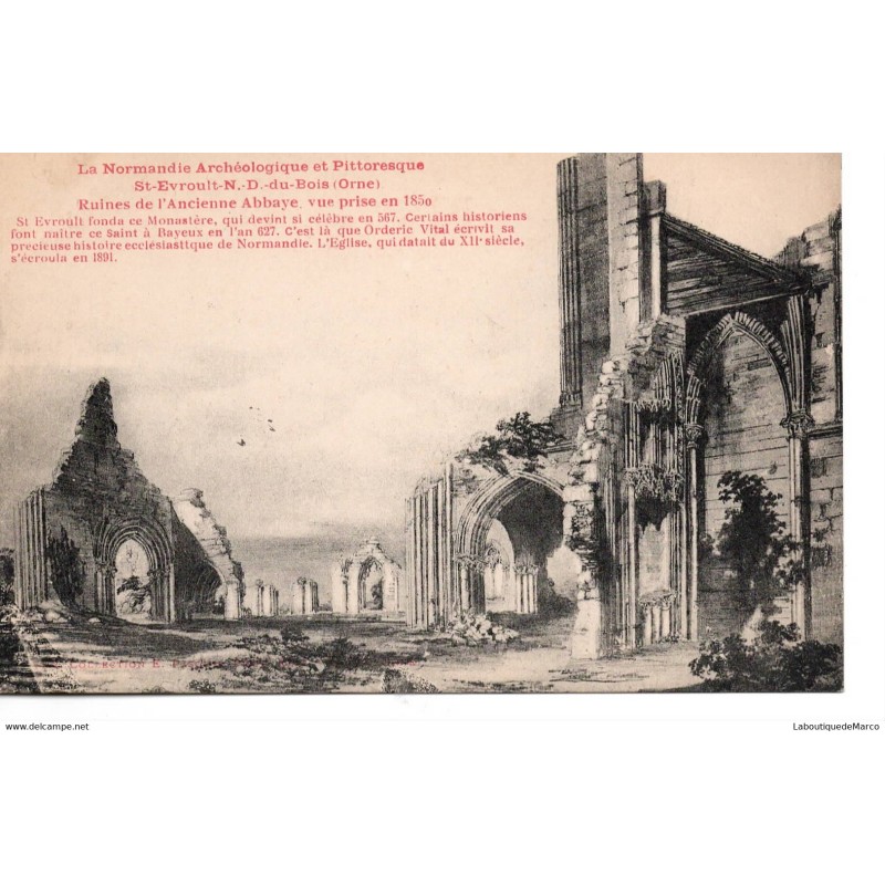 61 - St-Evroult-N.-D-du-Bois - Ruines de l'Ancienne Abbaye - Dos Divisé