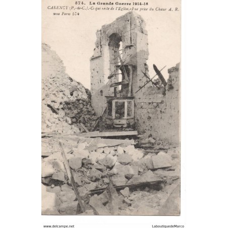 62 - Carency - Ce qui reste de l'Eglise - Dos Divisé