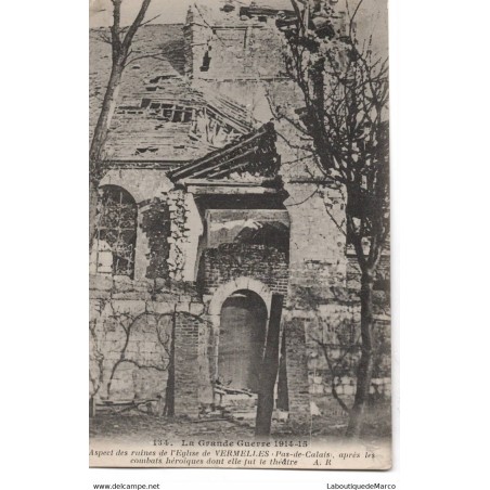 62 - Vermelles - Ruines de l'Eglise - Dos Divisé