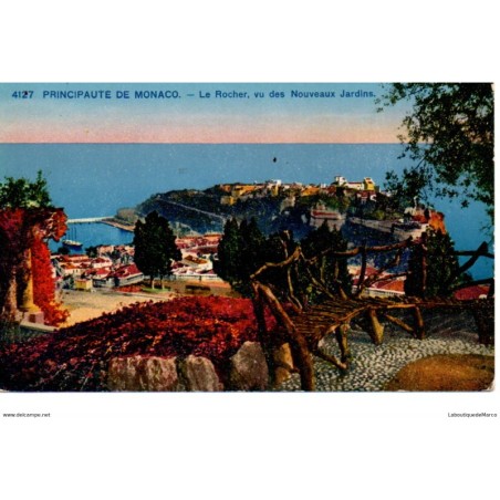 Monaco - Le Rocher, vu des Nouveaux Jardins - Dos Divisé