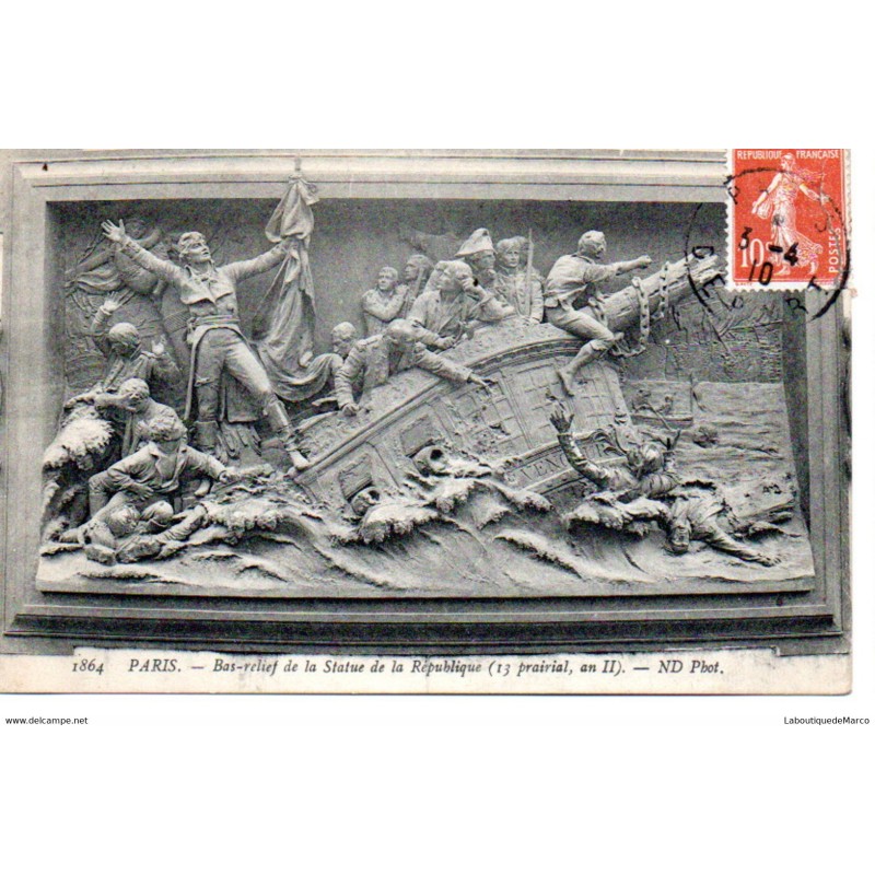 75 - Paris - Bas-Relief de la Statue de la République - Dos Divisé
