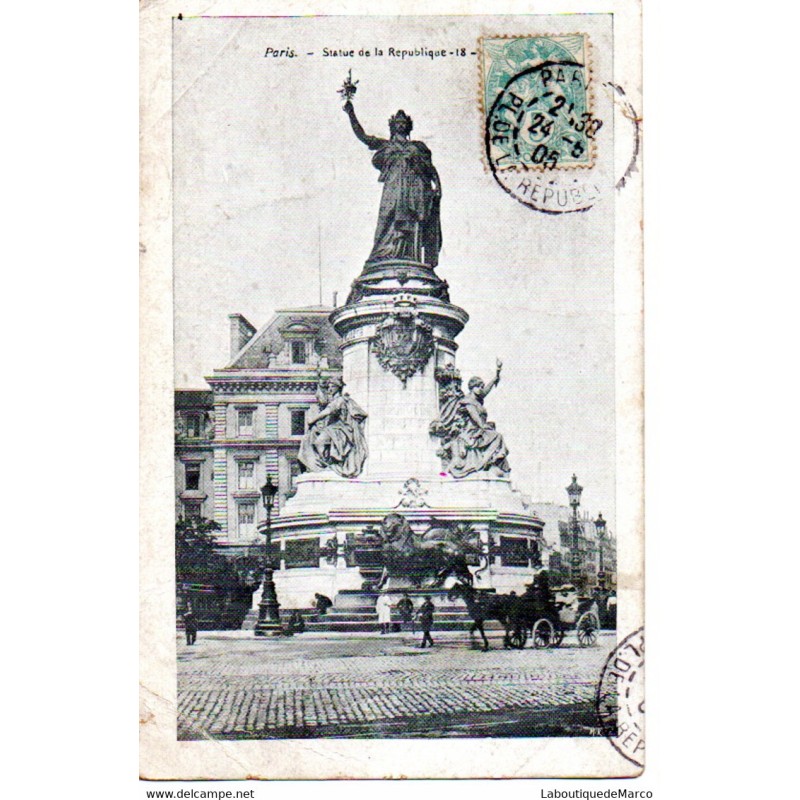 75 - Paris - Statue de la République - Dos Divisé