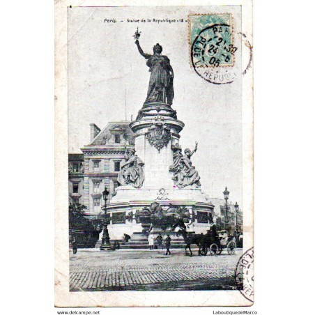 75 - Paris - Statue de la République - Dos Divisé