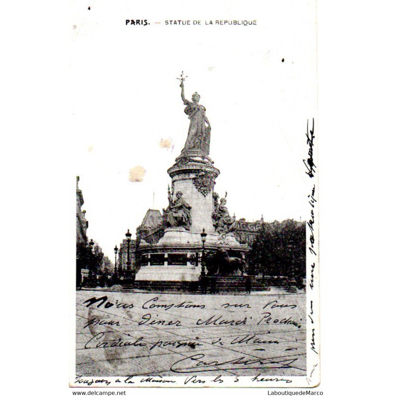 75 - Paris - Statue de la République - Dos non Divisé
