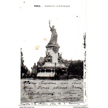 75 - Paris - Statue de la République - Dos non Divisé