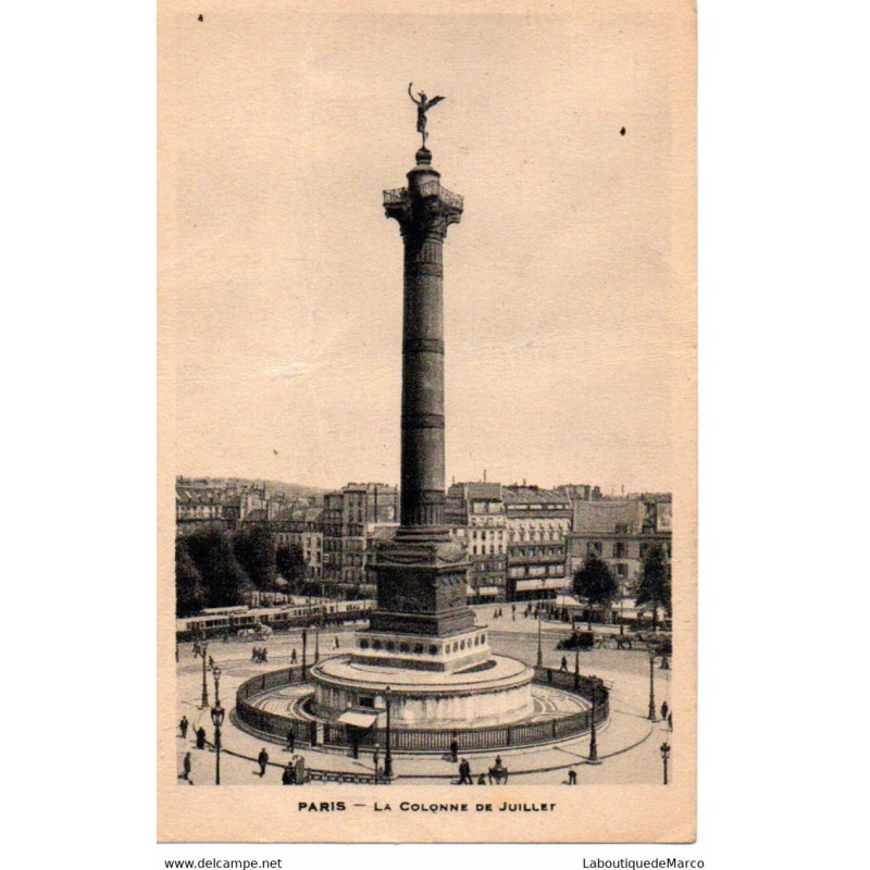 75 - Paris - Place de la Bastille et colonne de Juillet - Dos Divisé