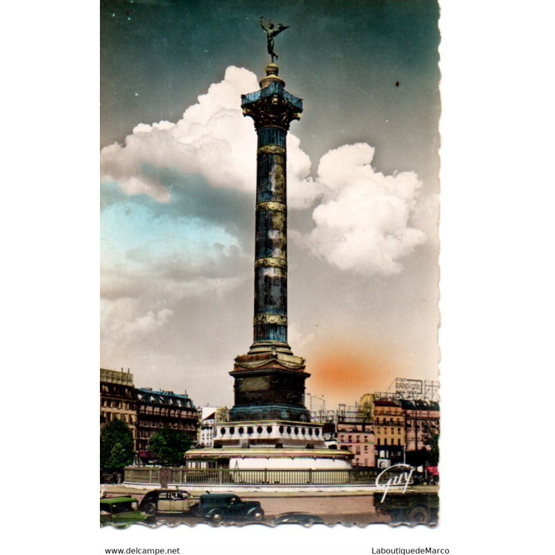 75 - Paris - Place de la Bastille et colonne de Juillet - Dos Divisé