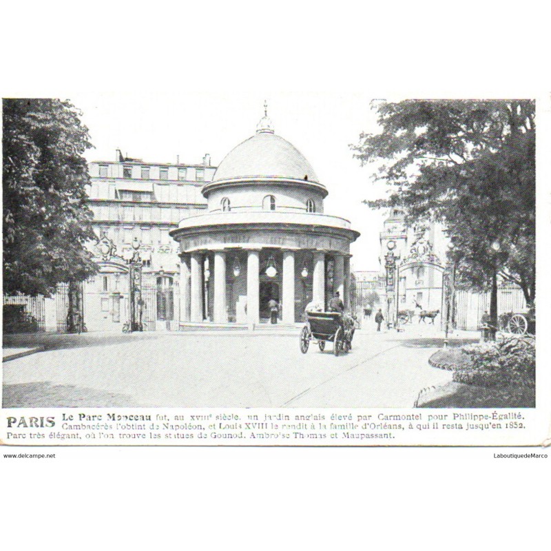 75 - Paris - Parc Monceau - Dos Divisé