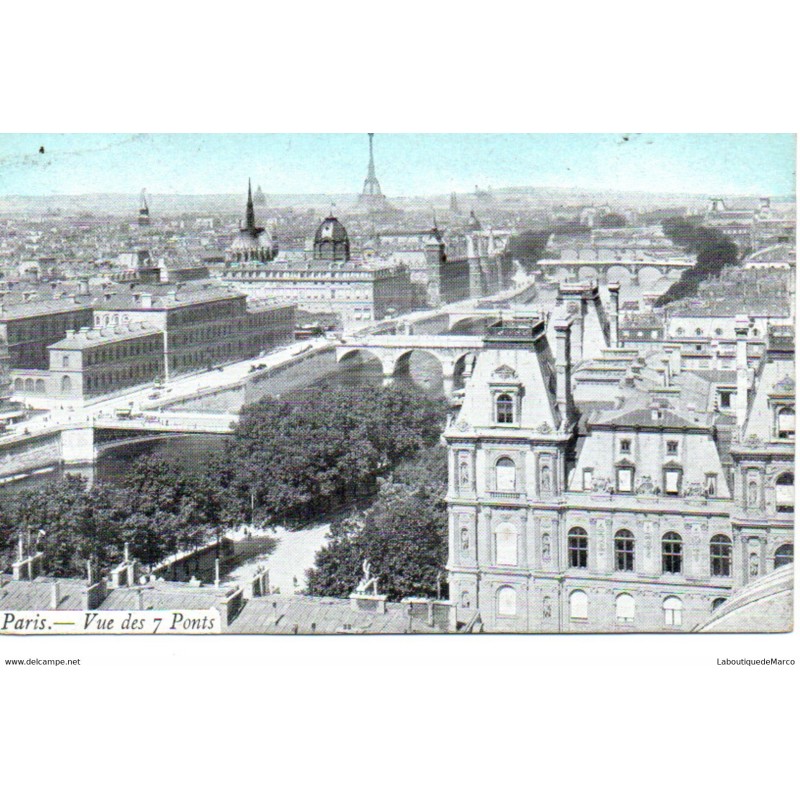 75 - Paris - Vue sur la Seine et les Ponts - Dos Divisé
