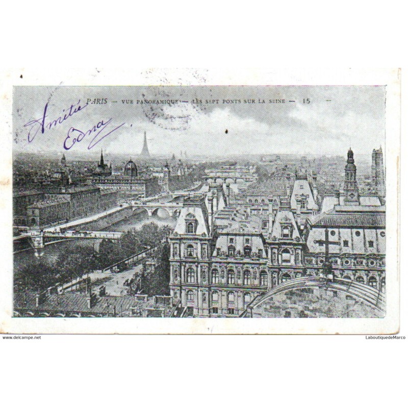 75 - Paris - Vue sur la Seine et les Ponts - Dos Divisé