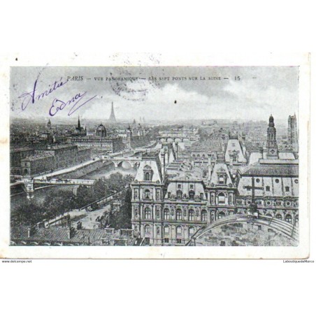 75 - Paris - Vue sur la Seine et les Ponts - Dos Divisé