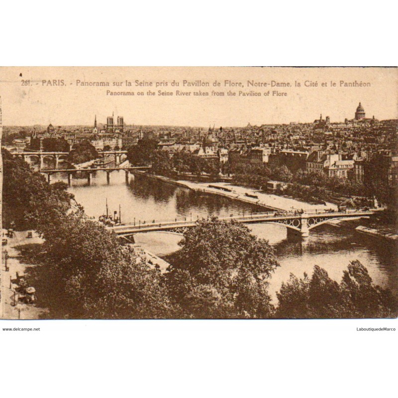 75 - Paris - Vue sur la Seine et les Ponts - Dos Divisé
