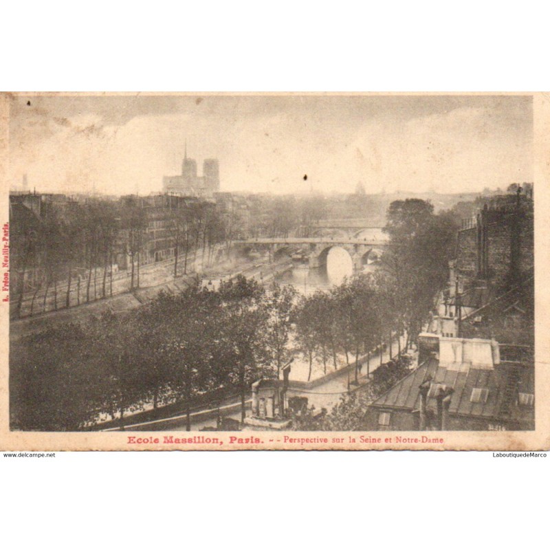 75 - Paris - Vue sur la Seine et les Ponts - Dos Divisé