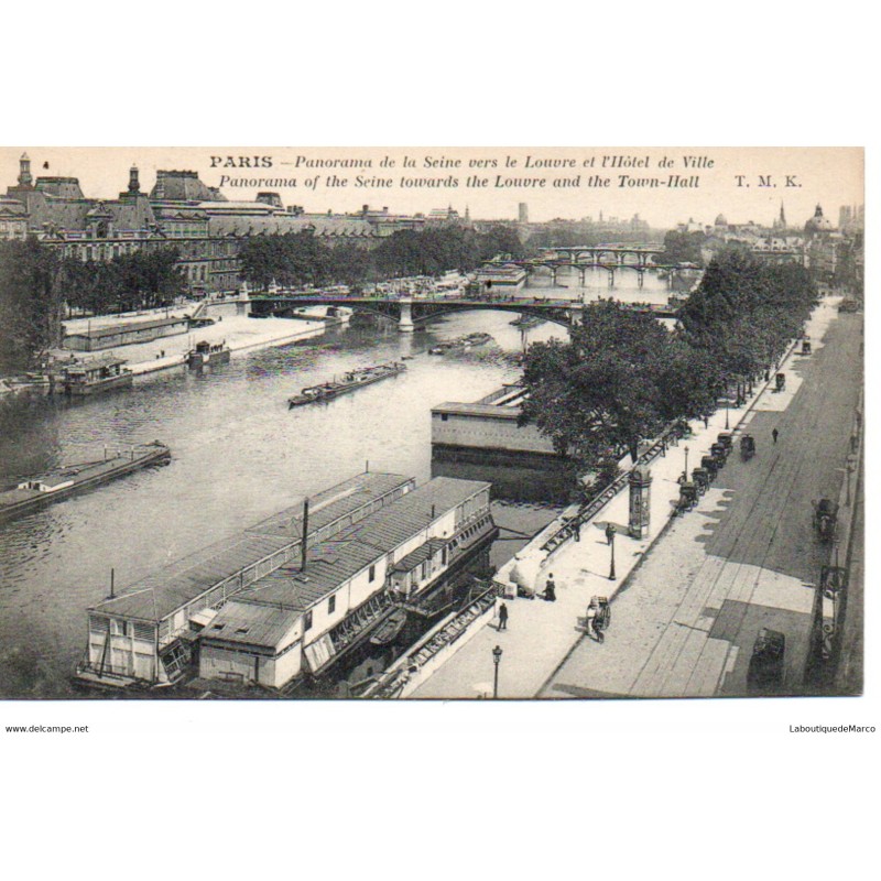 75 - Paris - Vue sur la Seine et les Ponts - Dos Divisé
