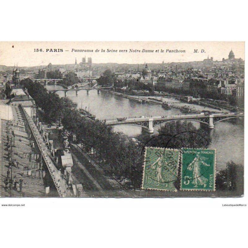 75 - Paris - Vue sur la Seine et les Ponts - Dos Divisé