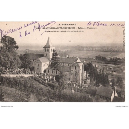 76 - Graville-Sainte-Honorine - Eglise et Panorama - Dos non Divisé