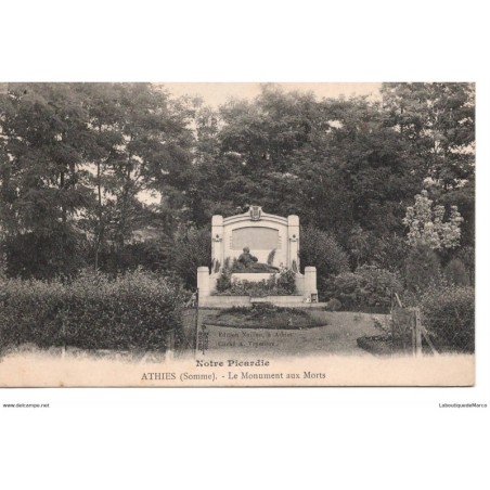 80 - Athies - Le Monument aux Morts - Dos Divisé