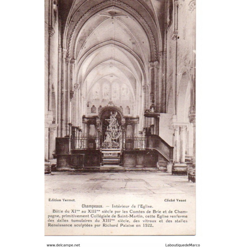 93 - Champeaux - Intérieur de l'Eglise - Dos Divisé