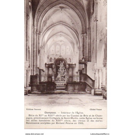 93 - Champeaux - Intérieur de l'Eglise - Dos Divisé