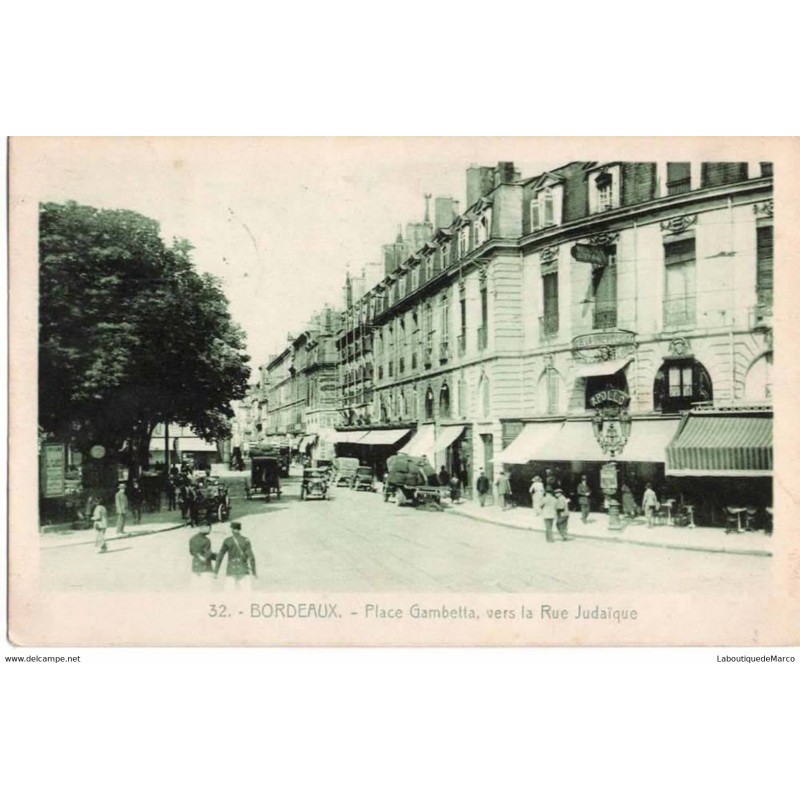 33 - BORDEAUX - Place Gambetta, vers la Rue Judaique - Dos Divisé