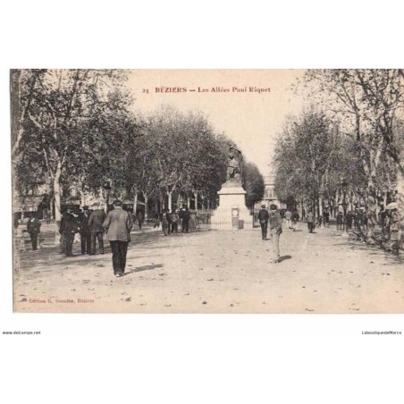 34 - BEZIERS - Les Allées Paul Riquet - Dos Divisé