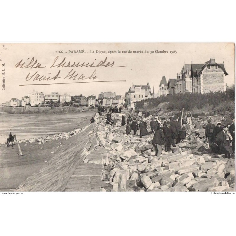 35 - Paramé - La Digue, après le raz de marée du 30 Octobre 1905 - Dos Divisé