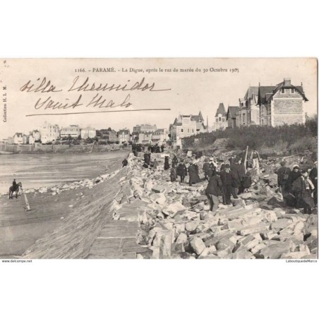 35 - Paramé - La Digue, après le raz de marée du 30 Octobre 1905 - Dos Divisé