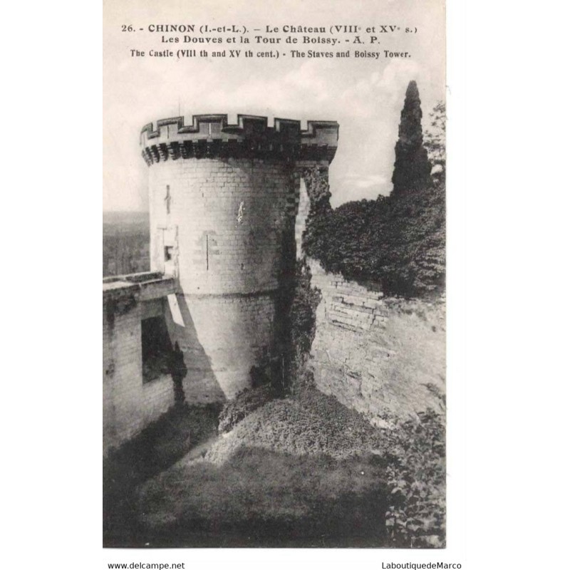 37 - CHINON - Le Château - Les Douves et la Tour de Boissy - Dos Divisé