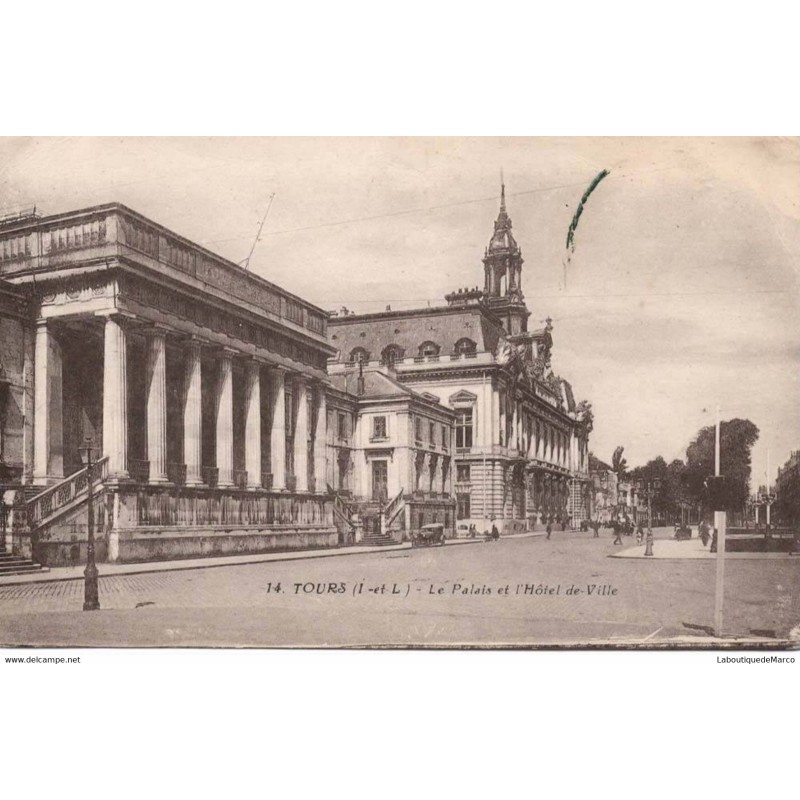 37 - TOURS - Le Palais et l'Hôtel de Ville - Dos Divisé
