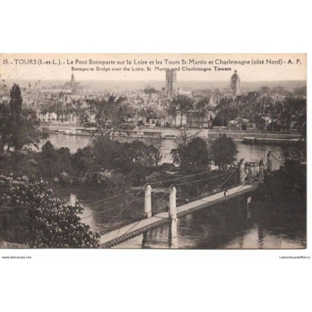 37 - TOURS - Le Pont Bonaparte sur la Loire - Dos Divisé