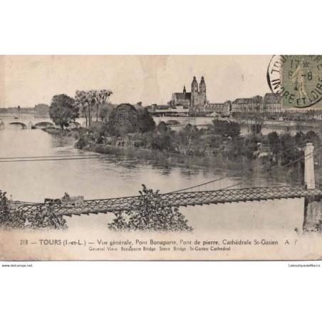 37 - TOURS - Vue Générale, Pont Bonaparte - Dos Divisé