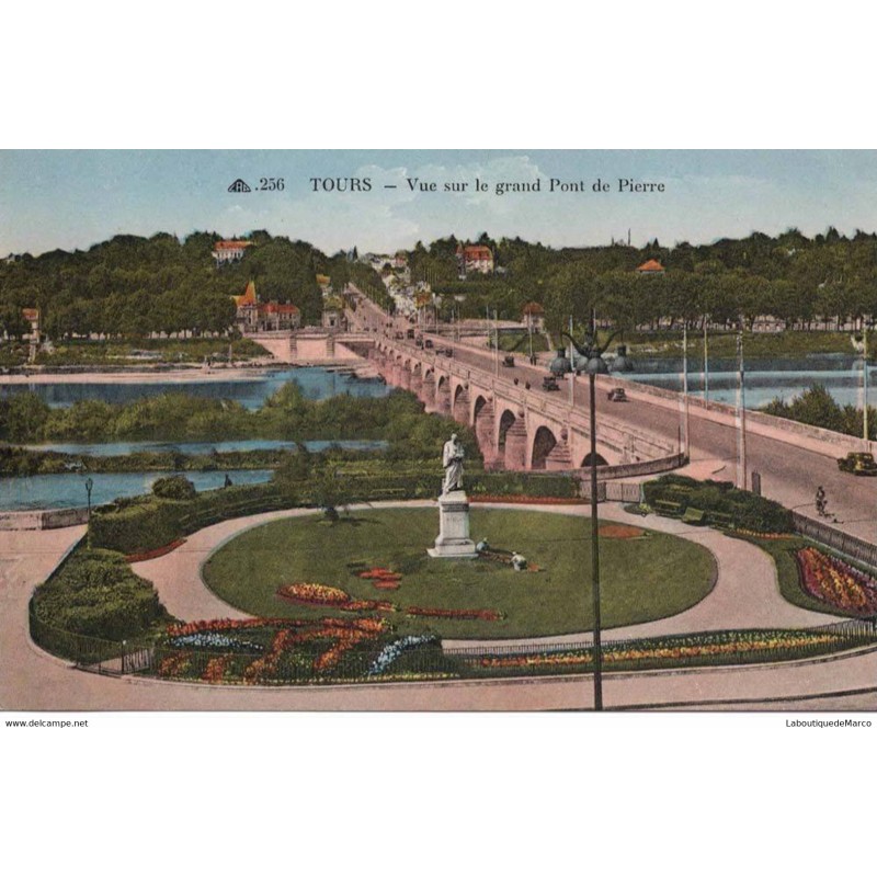 37 - TOURS - Vue sur le grand Pont de Pierre - Dos Divisé